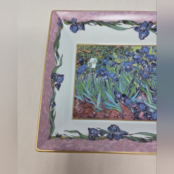 Vintage Goebel Ceramic Dish Featuring The Les Iris Painting By Vincent Van Gogh - Picture 2 of 14